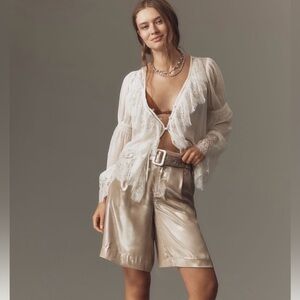 By Anthropologie Liquid Shine Bermuda Shorts 0